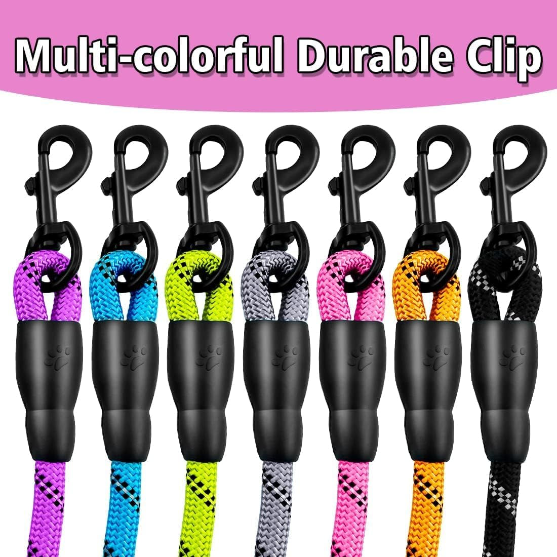 2 Pack 2/5/6 FT Dog Leash with Comfortable Padded Handle Reflective Dog Leashes for Medium Large Dogs with Collapsible Pet Bowl and Garbage Bags… (Black+Blue, 1/2'' X 5 FT)…